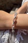 Laundry B Free Spirit Stretch Stacker Bracelet Moon Stone Loop Link Silver Pink